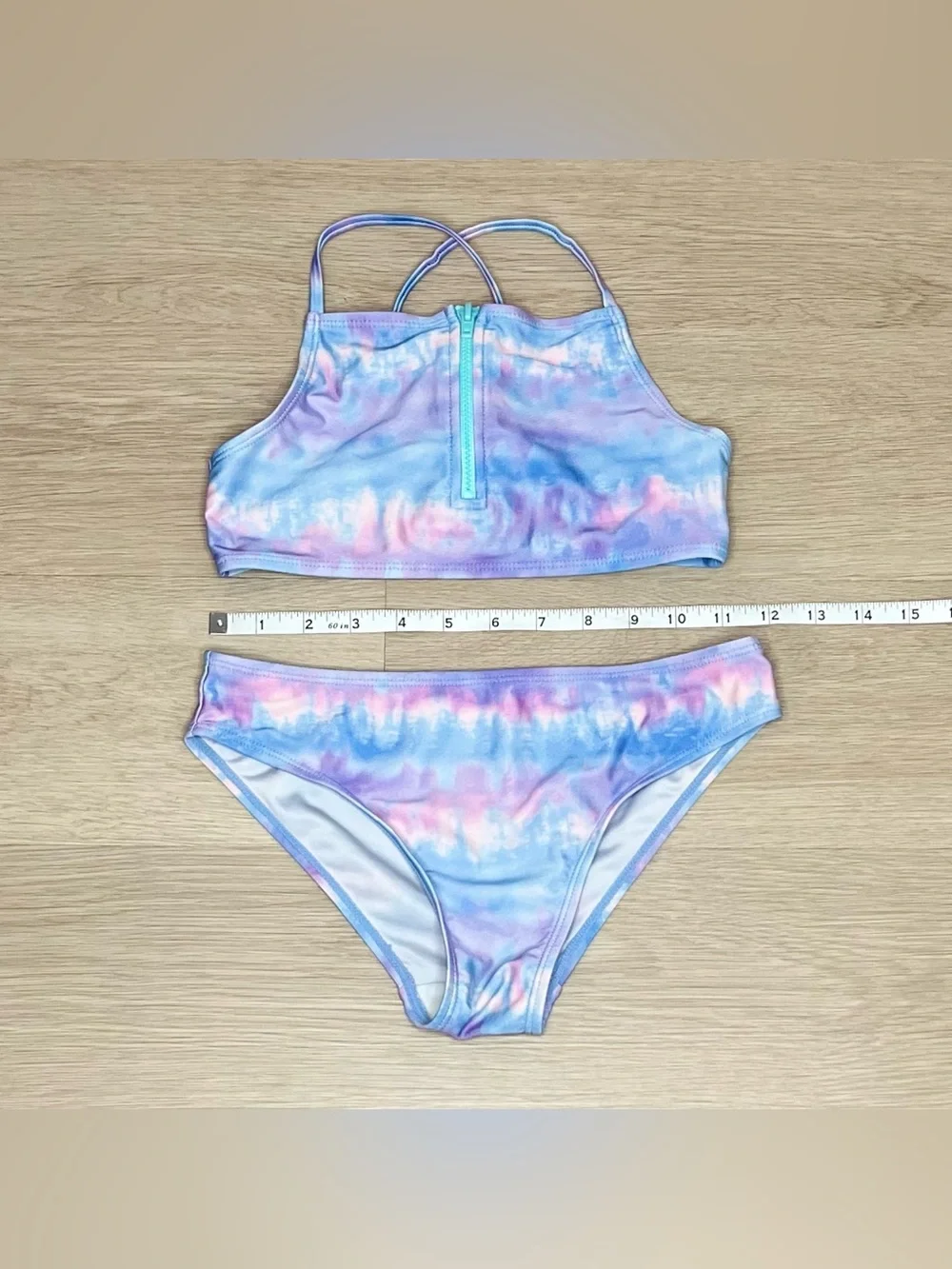Primark Kids Tie-Dye Two-Piece Swim Set - Pastel Blue & Pink - Size 8/9 Years